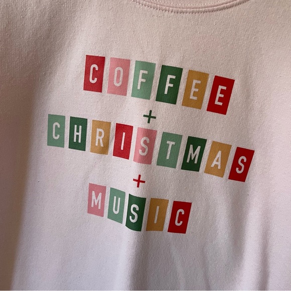 CHRISTMAS PINK SWEATSHIRT Coffee + Christmas + Music Graphic - Picture 5 of 7